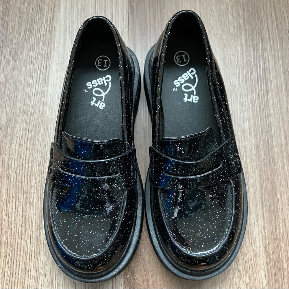 NWOT Art Class Kids Black Multicolored Sparkle Dress Shoes
